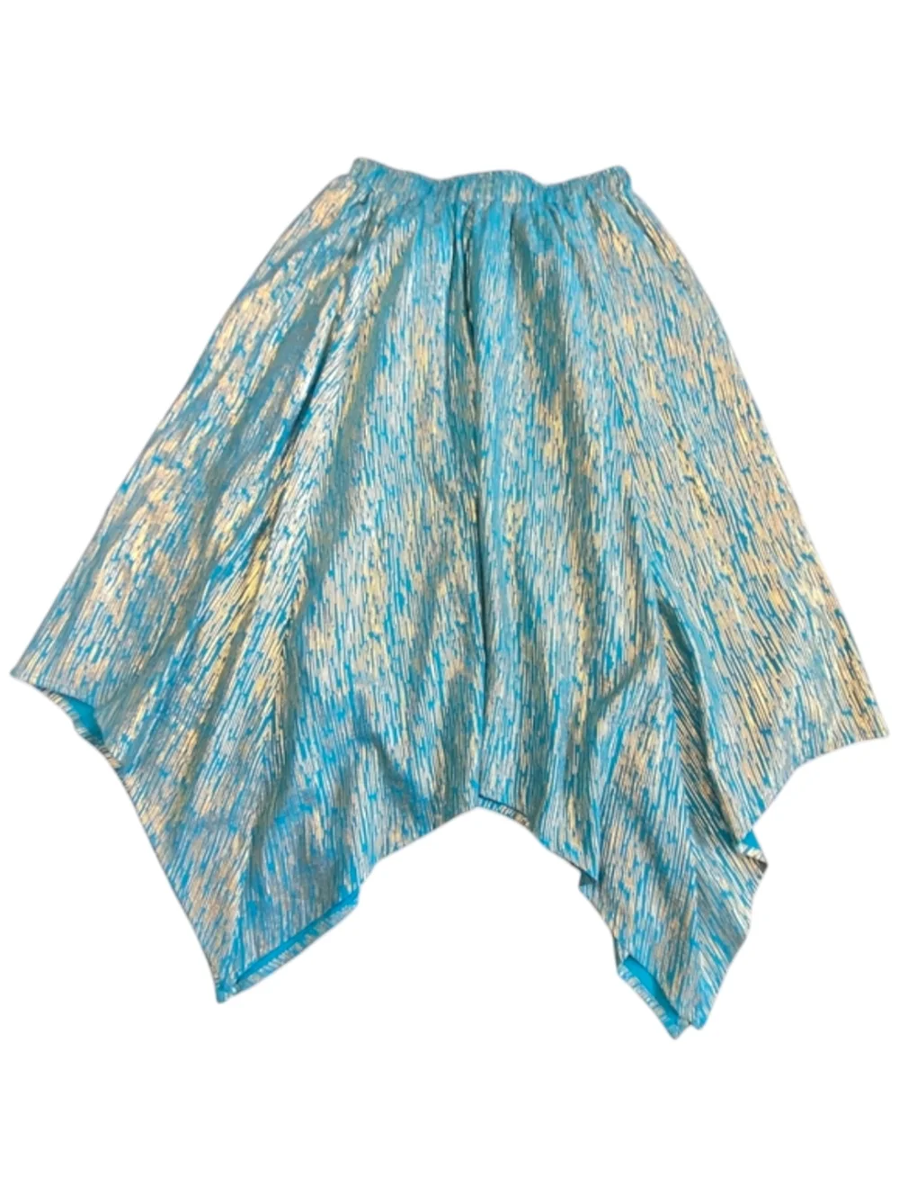 Nanette Lepore Teal Gold Metallic Midi Skirt Asymmetrical Festival Boho M NWT